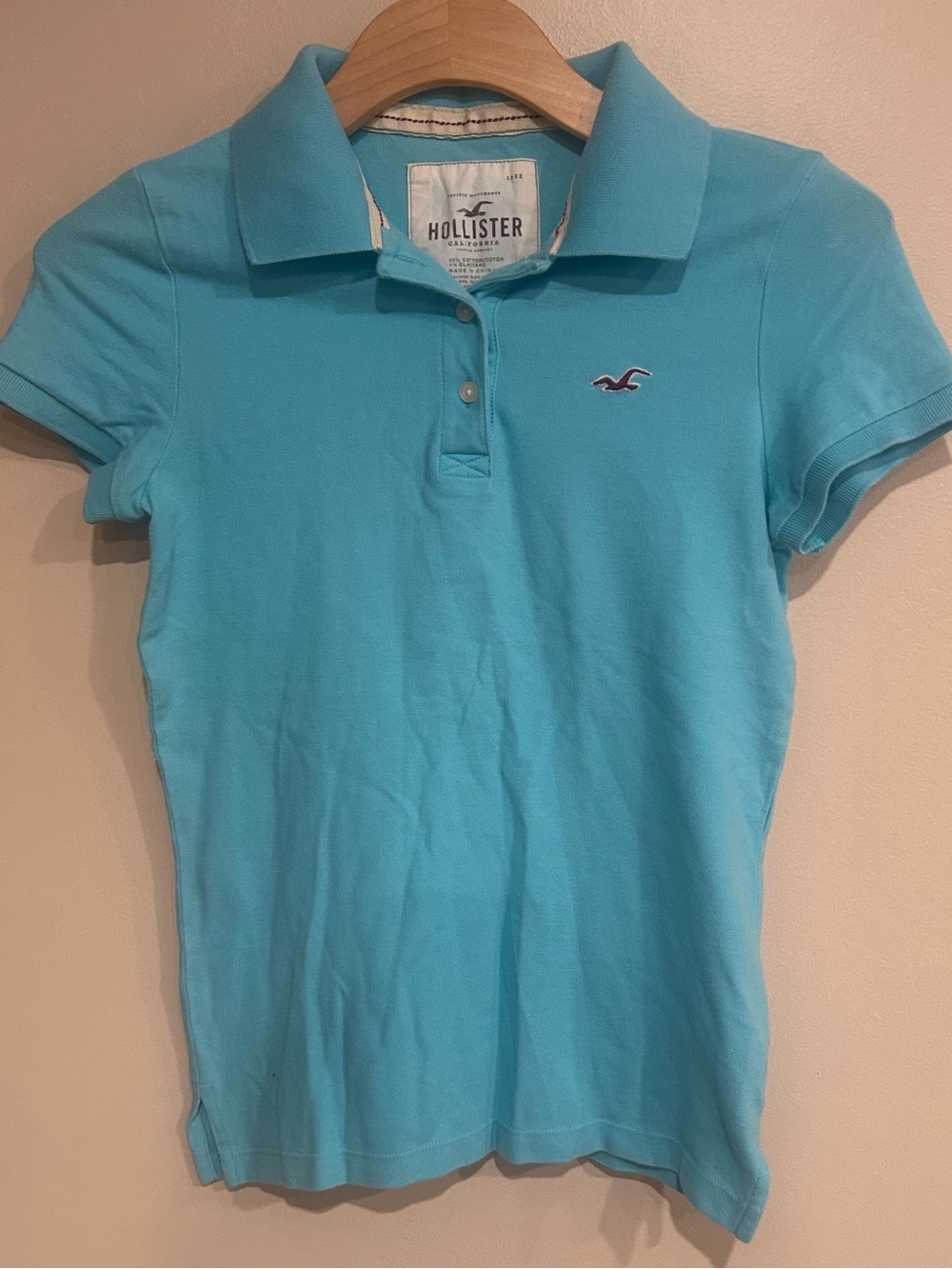 Y2K Hollister Co Baby Blue Collar Polo Size L Preppy Goth